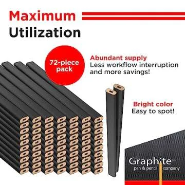GRAPHITE Hard Lead Carpenter Pencil #2 Lumber Pencil Set of 72
