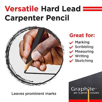 GRAPHITE Hard Lead Carpenter Pencil #2 Lumber Pencil Set of 72