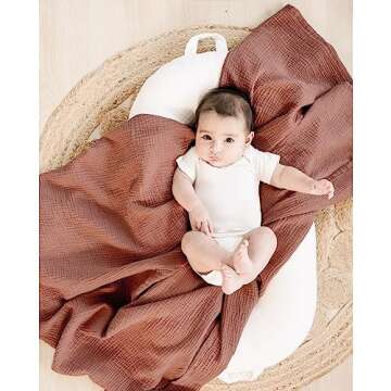 Konssy Muslin Swaddle Blankets for Boys Girls, 2 Pack Receiving Baby Blanket Large 47 x 47 inches, S...