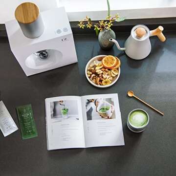 Matcha Maker Starter Kit, an Innovative At-home Matcha Machine that Produces Freshly Ground Matcha from Organic Shade-grown Japanese Tea Leaves (White)
