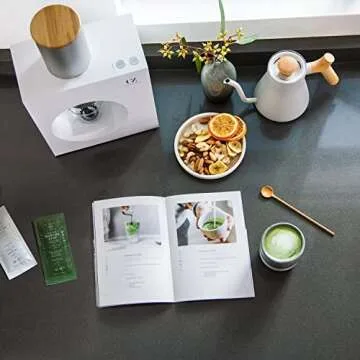 Matcha Maker Starter Kit, an Innovative At-home Matcha Machine that Produces Freshly Ground Matcha from Organic Shade-grown Japanese Tea Leaves (White)