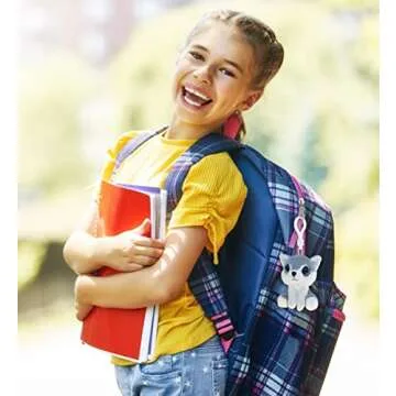 Puzzled DolliBu Big Eyes Wolf Stuffed Animal Keychain - Super Soft Wolf Keychain Wildlife Animal Plush for Backpacks, Car Keys, or Purse, Cute Wolf Keychain Charm with Fun Buddy Clip - 6 Inches