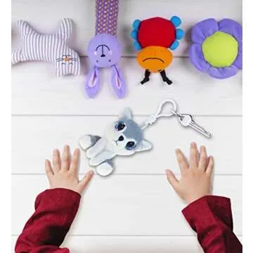 Puzzled DolliBu Big Eyes Wolf Stuffed Animal Keychain - Super Soft Wolf Keychain Wildlife Animal Plush for Backpacks, Car Keys, or Purse, Cute Wolf Keychain Charm with Fun Buddy Clip - 6 Inches
