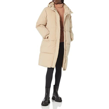 Amazon Essentials Women's Oversized Long Puffer Jacket - Tan - Plus Size Available