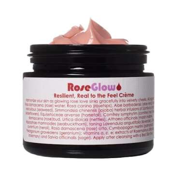 LIVING LIBATIONS - Organic/Wildcrafted Rose Glow Face Creme | Natural, Plant-Based, Clean Beauty (.5 oz | 15 ml)