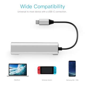 Portable Replacement TV Dock Station for Nintendo Switch and Switch OLED with 4K HDMI Adapter, Type C Port, USB 3.0 Port