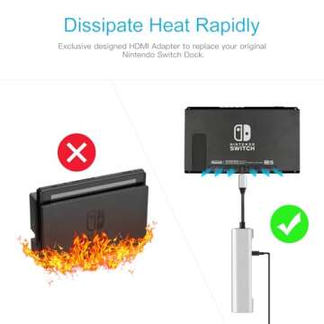 Portable Replacement TV Dock Station for Nintendo Switch and Switch OLED with 4K HDMI Adapter, Type C Port, USB 3.0 Port