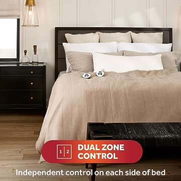 Royal Ultra Fleece Heated Electric Blanket Queen Size, 90" x 84", 12 Heat Settings, 12-Hour Selectable Auto Shut-Off, Fast Heating, Machine Washable, Warm and Cozy, Mushroom