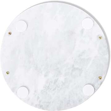 Juvale Round Marble Tray for Vanity with Handles, Geode Tray, Elegant White Marble and Gold Serving Board for Kitchen, Home Decor, Centerpiece Display (10.7x10.7x0.4 in)