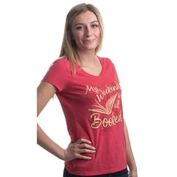 Funny Book Lover's V-Neck Tee for Women - Vintage Red