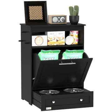 PawHut Dog Feeding Station - Raised Bowls & Storage Cabinet
