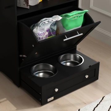 PawHut Dog Feeding Station with Storage & Raised Bowls