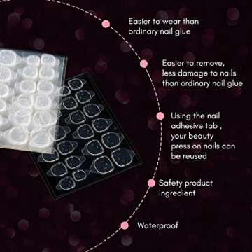 Makartt 10 Sheets Nail Adhesive Tab Press On Nail Glue Sticker Double Side, Jelly Waterproof Adhesive Nail Tab Glue