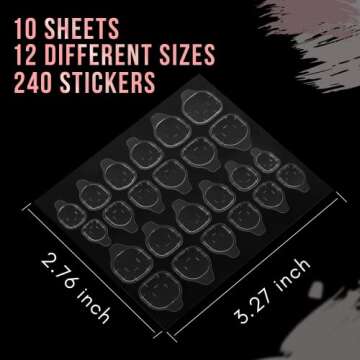 Makartt 10 Sheets Nail Adhesive Tab Press On Nail Glue Sticker Double Side, Jelly Waterproof Adhesive Nail Tab Glue