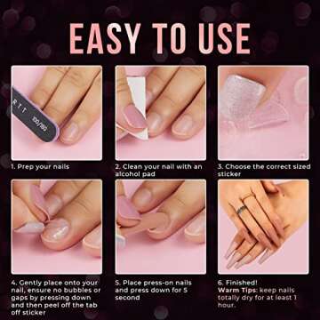 Makartt 10 Sheets Nail Adhesive Tab Press On Nail Glue Sticker Double Side, Jelly Waterproof Adhesive Nail Tab Glue