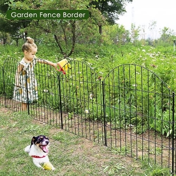 FOREHOGAR Metal Garden Fence, 5 Panels & Stakes