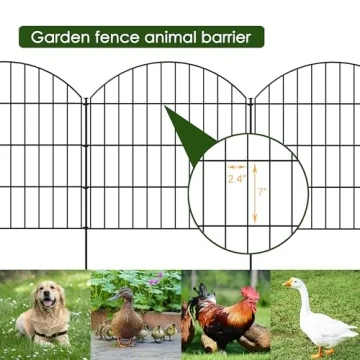 FOREHOGAR Metal Garden Fence, 5 Panels & Stakes