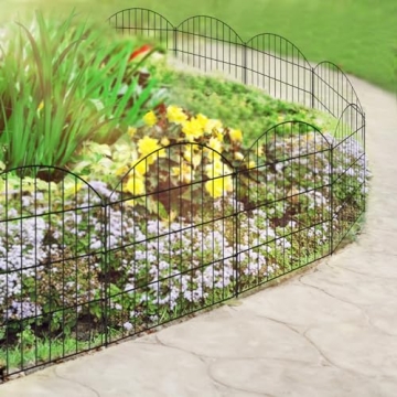 FOREHOGAR Metal Garden Fence, 5 Panels & Stakes