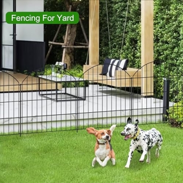 FOREHOGAR Metal Garden Fence, 5 Panels & Stakes