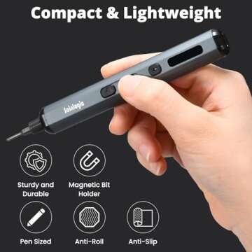 Sainlogic Electric Screwdriver, 68 in 1 Screwdriver Set, 3.7V Mini Electric screwdriver cordless 350mAh, 5 Torque Settings, 4 LED Lights, Electric Small Screwdriver Set for Phone Camera Watch