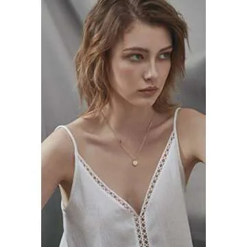 Valloey Rover Initial Necklaces for Women 14K Gold Plated Dainty Layered Necklce Round Coin Disc Pendant Engraved Letter X Necklace Personalized Jewelry Gift for Women