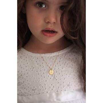 Valloey Rover Initial Necklaces for Women 14K Gold Plated Dainty Layered Necklce Round Coin Disc Pendant Engraved Letter X Necklace Personalized Jewelry Gift for Women