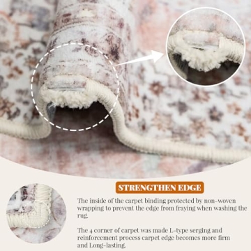 MUJOO Pink Area Rug Small Boho Non-Slip Washable 2'x3'