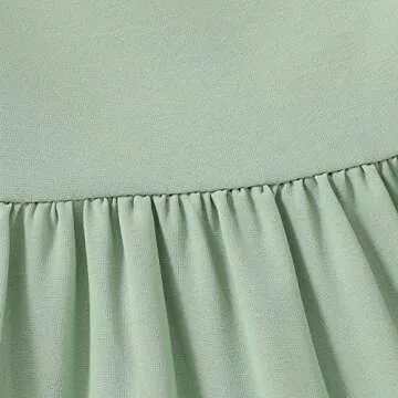 Toddler Baby Girl Boho Dress Linen Ruffle Sleeveless Casual Dress Kids Solid Floral Summer Beach Sundress(Green, 3-4T)