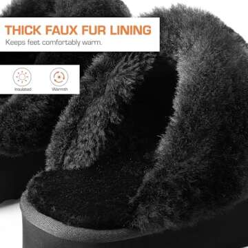 DREAM PAIRS Platform Slippers for Women Genuine Suede FuzzyEasy Cozy Memory Foam Waterproof Slippers Shoes for Indoor and Outdoor,Size 8,Black,SDSL2401W