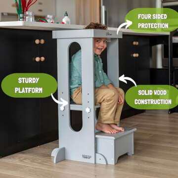 Little Partners Learning Tower Toddler Tower, Explore 'N Store Montessori Kitchen Tower for Cooking ...