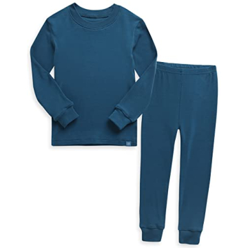 VAENAIT BABY Kids Long Sleeve Sleepwear Pajamas 2pcs Set Modal Peacock Blue