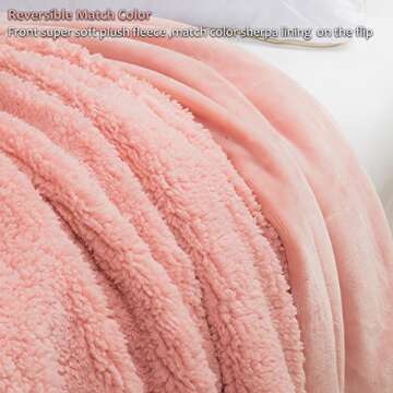 Catalonia Pink Sherpa Throws Blanket for Girls, Valentine's Day Gifts, Super Soft Comfy Fuzzy Micro Plush Fleece Snuggle TV Blanket for Sofa Couch Bed, 50"x60"