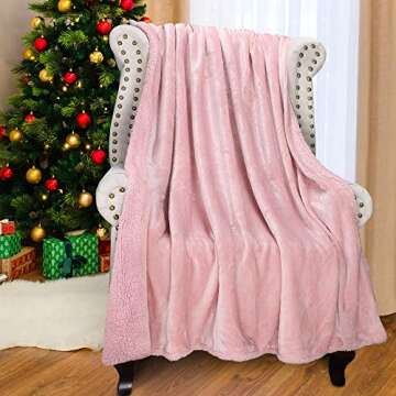 Catalonia Pink Sherpa Throws Blanket for Girls, Valentine's Day Gifts, Super Soft Comfy Fuzzy Micro Plush Fleece Snuggle TV Blanket for Sofa Couch Bed, 50"x60"