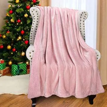 Catalonia Pink Sherpa Throws Blanket for Girls, Valentine's Day Gifts, Super Soft Comfy Fuzzy Micro Plush Fleece Snuggle TV Blanket for Sofa Couch Bed, 50"x60"