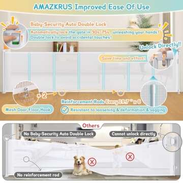 140'' Retractable Baby Gates Extra Wide,34" Tall Retractable Dog Gate for Doorways, Security Upgrade...