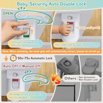 140'' Retractable Baby Gates Extra Wide,34" Tall Retractable Dog Gate for Doorways, Security Upgrade Reinforcement Rods Extra Long Retractable Baby Gate for Stairs, Indoor/Outdoor Retractable Gate - W