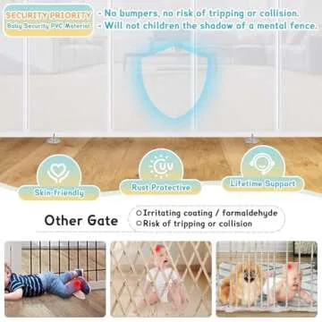 140'' Retractable Baby Gates Extra Wide,34" Tall Retractable Dog Gate for Doorways, Security Upgrade Reinforcement Rods Extra Long Retractable Baby Gate for Stairs, Indoor/Outdoor Retractable Gate - W