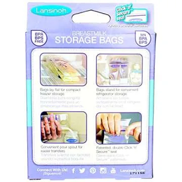 Lansinoh Breast Milk Storage Bags - Secure & Easy 50 Count