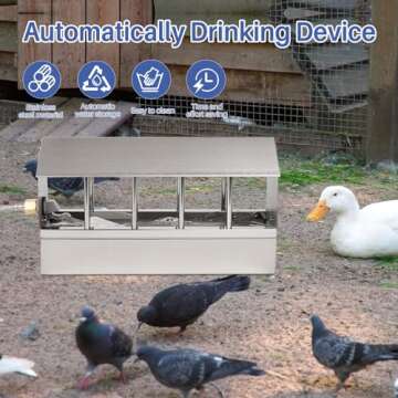 Automatic Chicken Waterer Stainless Steel Large Metal Chicken Waterer System Poultry Waterer Dispens...