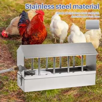 Automatic Chicken Waterer Stainless Steel Large Metal Chicken Waterer System Poultry Waterer Dispenser with Float Valve Kit Hanging Chicken Water Feeder Hose Accessories for Pigeon, Duck, Goose