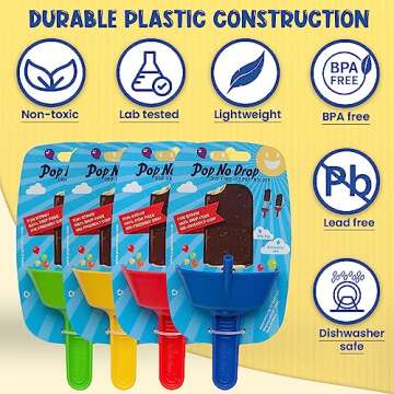 THE ORIGINAL Pop No Drop Popsicle Holder - Mess-Free Frozen Treats Holder with Straw - Drip Free, BPA Free & Dishwasher Safe - No Drip Ice Pop Popsicle Holders for Kids and Adults - GREEN w/Header