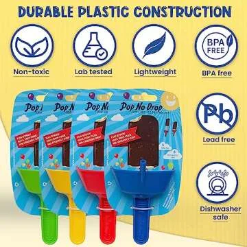 THE ORIGINAL Pop No Drop Popsicle Holder - Mess-Free Frozen Treats Holder with Straw - Drip Free, BPA Free & Dishwasher Safe - No Drip Ice Pop Popsicle Holders for Kids and Adults - GREEN w/Header