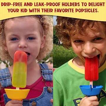 THE ORIGINAL Pop No Drop Popsicle Holder - Mess-Free Frozen Treats Holder with Straw - Drip Free, BPA Free & Dishwasher Safe - No Drip Ice Pop Popsicle Holders for Kids and Adults - GREEN w/Header