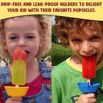 THE ORIGINAL Pop No Drop Popsicle Holder - Mess-Free Frozen Treats Holder with Straw - Drip Free, BPA Free & Dishwasher Safe - No Drip Ice Pop Popsicle Holders for Kids and Adults - GREEN w/Header