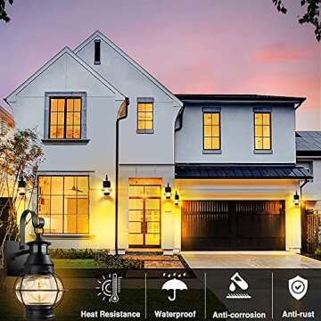 Lamomo Outdoor Wall Light, Motion Sensor Porch Lights Outdoor Wall Light Fixture,Black Dusk to Dawn Exterior Lighting for House Waterproof Anti-Rust Wall Mount Lantern for Outside,Garage(NO Bulb)