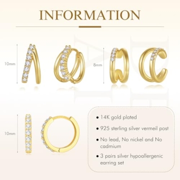 Trendy QUINBY Hoop Earrings Set for Sensitive Ears