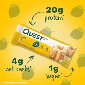 Quest Nutrition Lemon Cake Protein Bars, High Protein, Low Carb, Gluten Free, Keto Friendly, 12 Coun...
