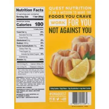 Quest Nutrition Lemon Cake Protein Bars, High Protein, Low Carb, Gluten Free, Keto Friendly, 12 Count (Pack of 1)