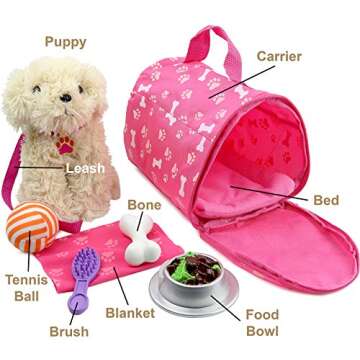 Click N' Play Toy Puppy Set for Kids, Dog Bed - Little Toddler Girl Toy, Toys 3+ Year Old Girls, Thr...