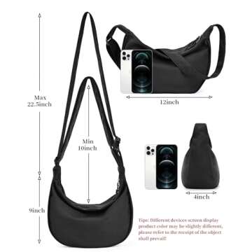 Small Sling Crossbody Bag for Women Men Trendy, Mini Crescent Bag with Adjustable Strap, 2 Zippers L...